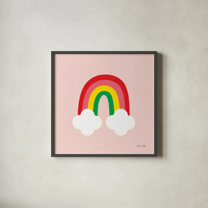 Bright Rainbow II by Ann Kelle. Shown in a sleek black glass frame for a contemporary gallery look. Available as an archival giclee rolled canvas, fine art paper, or poster print. SKU 56493a.
