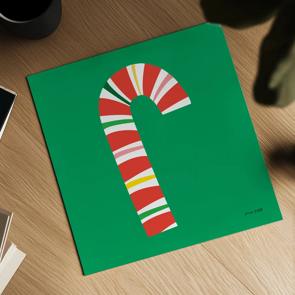 Candy Cane by Ann Kelle. Shown as a detailed flat fine art print, highlighting archival giclee quality. Available as an archival giclee rolled canvas, fine art paper, or poster print. SKU 81223a.