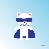 Cat Super Hero by Ann Kelle. SKU 55594a. Archival Giclee Fine art print for wall decor.