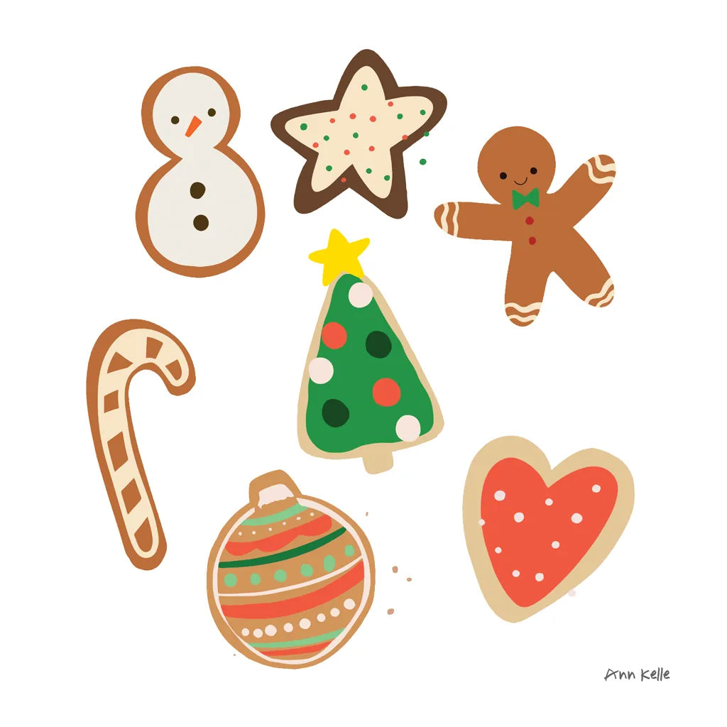 Christmas Cookies by Ann Kelle. SKU 81225a. Archival Giclee Fine art print for wall decor.