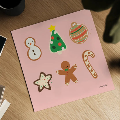 Christmas Cookies v2 by Ann Kelle. Shown as a detailed flat fine art print, highlighting archival giclee quality. Available as an archival giclee rolled canvas, fine art paper, or poster print. SKU 101683a.