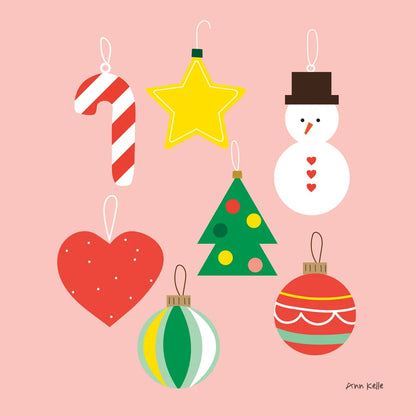 Christmas Ornaments by Ann Kelle. SKU 81226a. Archival Giclee Fine art print for wall decor.