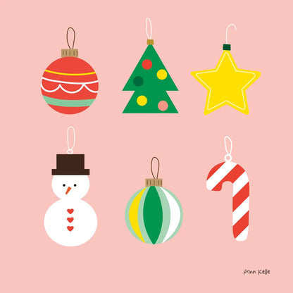 Christmas Ornaments v2 by Ann Kelle. SKU 101684a. Archival Giclee Fine art print for wall decor.