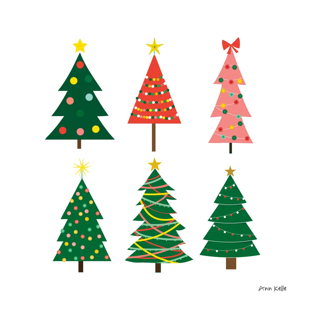 Christmas Trees by Ann Kelle. SKU 81228a. Archival Giclee Fine art print for wall decor.