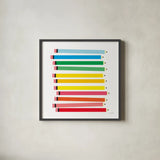 Colored Pencils by Ann Kelle. Shown in a sleek black glass frame for a contemporary gallery look. Available as an archival giclee rolled canvas, fine art paper, or poster print. SKU 56426a.