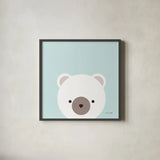 Cuddly Bear by Ann Kelle. Shown in a sleek black glass frame for a contemporary gallery look. Available as an archival giclee rolled canvas, fine art paper, or poster print. SKU 55591a.