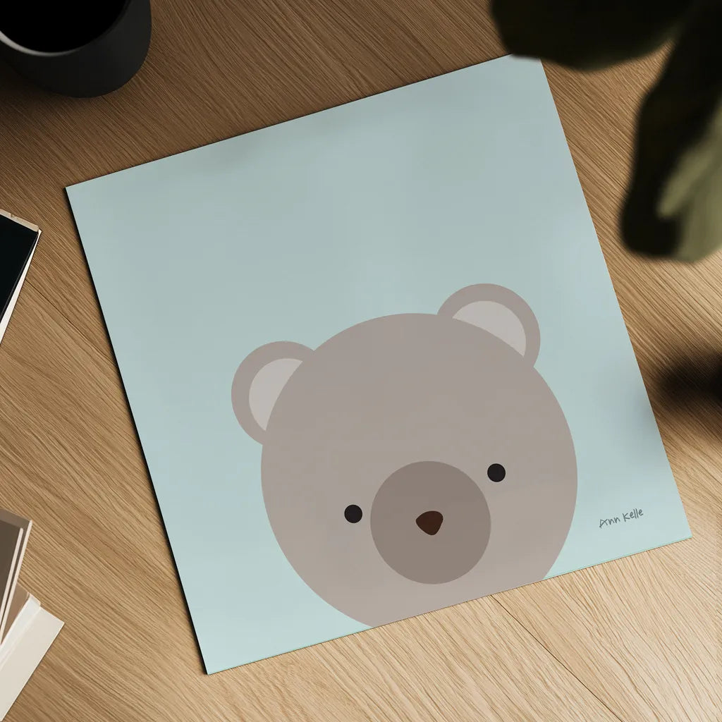 Cuddly Brown Bear by Ann Kelle. Shown as a detailed flat fine art print, highlighting archival giclee quality. Available as an archival giclee rolled canvas, fine art paper, or poster print. SKU 62024a.