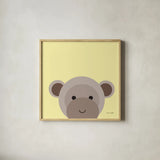 Cuddly Brown Monkey by Ann Kelle. Shown in a natural wood glass frame for a timeless modern aesthetic. Available as an archival giclee rolled canvas, fine art paper, or poster print. SKU 62027a.