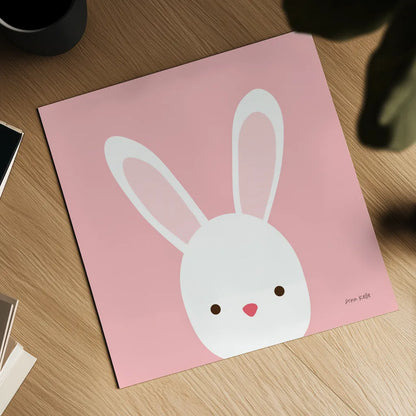 Cuddly Bunny by Ann Kelle. Shown as a detailed flat fine art print, highlighting archival giclee quality. Available as an archival giclee rolled canvas, fine art paper, or poster print. SKU 55590a.