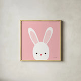 Cuddly Bunny by Ann Kelle. Shown in a natural wood glass frame for a timeless modern aesthetic. Available as an archival giclee rolled canvas, fine art paper, or poster print. SKU 55590a.