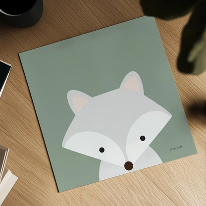 Cuddly Fox Sage by Ann Kelle. Shown as a detailed flat fine art print, highlighting archival giclee quality. Available as an archival giclee rolled canvas, fine art paper, or poster print. SKU 62026a.