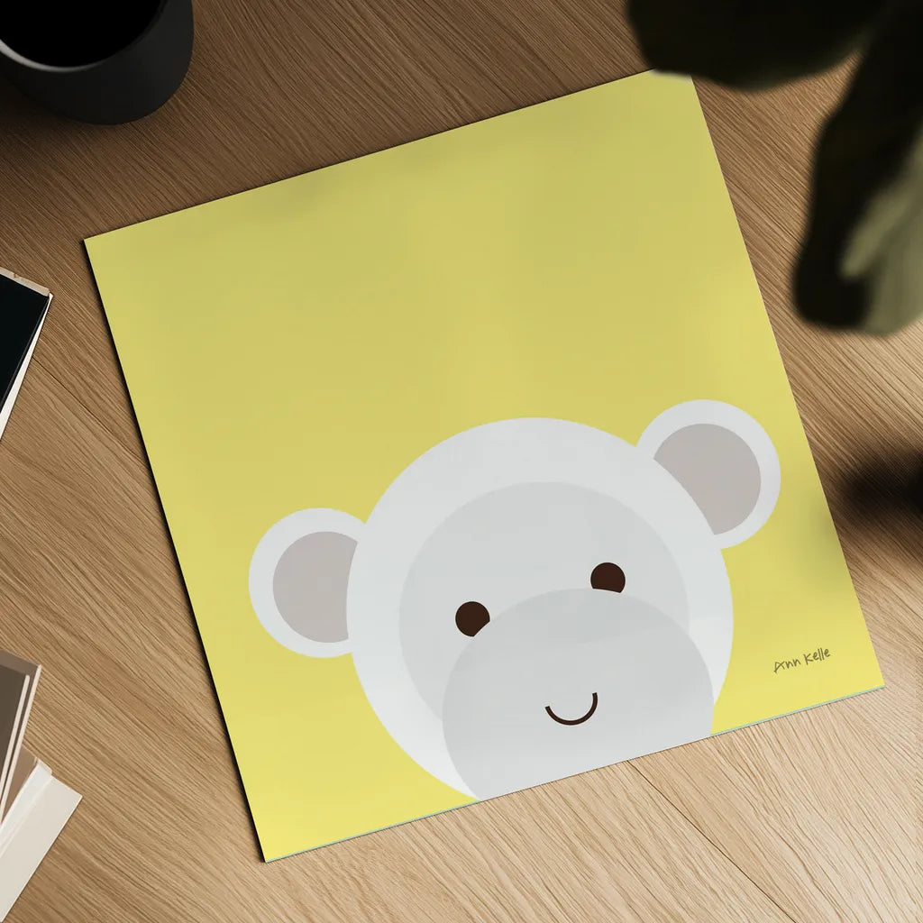 Cuddly Monkey by Ann Kelle. Shown as a detailed flat fine art print, highlighting archival giclee quality. Available as an archival giclee rolled canvas, fine art paper, or poster print. SKU 55593a.