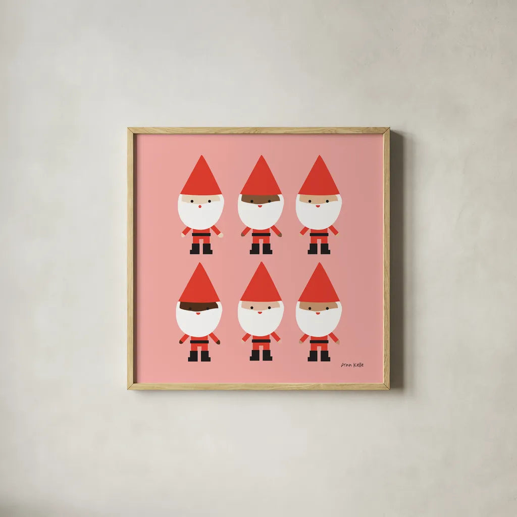 Elves by Ann Kelle. Shown in a natural wood glass frame for a timeless modern aesthetic. Available as an archival giclee rolled canvas, fine art paper, or poster print. SKU 81229a.