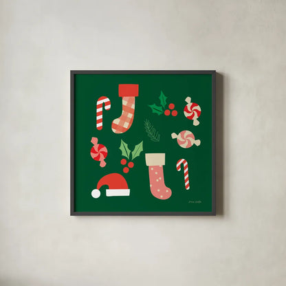 Festive by Ann Kelle. Shown in a sleek black glass frame for a contemporary gallery look. Available as an archival giclee rolled canvas, fine art paper, or poster print. SKU 81230a.