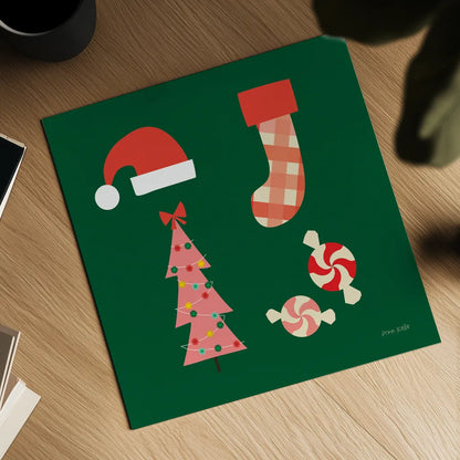 Festive v2 by Ann Kelle. Shown as a detailed flat fine art print, highlighting archival giclee quality. Available as an archival giclee rolled canvas, fine art paper, or poster print. SKU 101685a.