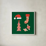 Festive v2 by Ann Kelle. Shown in a crisp white glass frame for a clean and minimalist style. Available as an archival giclee rolled canvas, fine art paper, or poster print. SKU 101685a.
