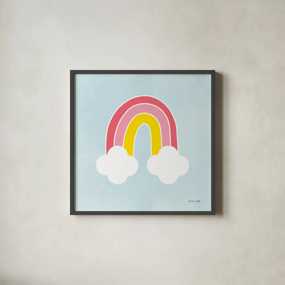 Her Rainbow by Ann Kelle. Shown in a sleek black glass frame for a contemporary gallery look. Available as an archival giclee rolled canvas, fine art paper, or poster print. SKU 56494a.