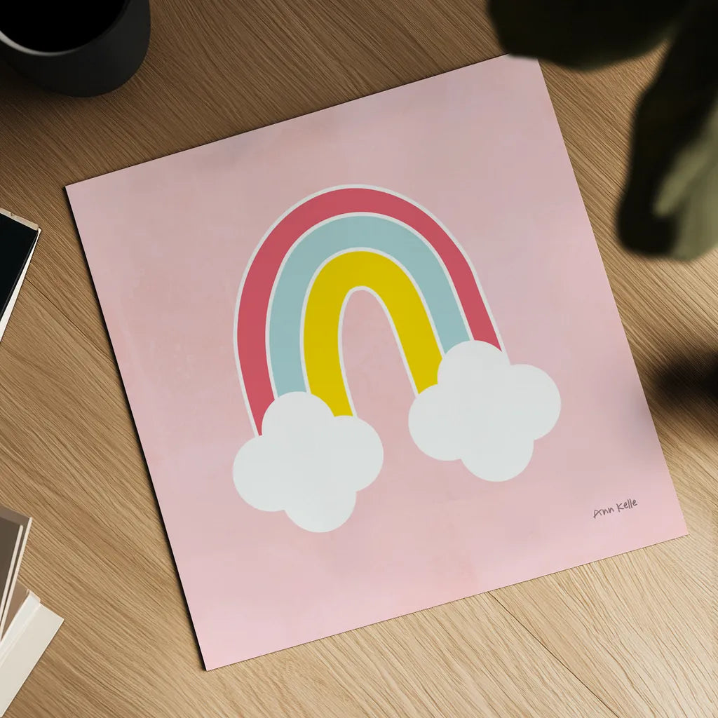 His Rainbow by Ann Kelle. Shown as a detailed flat fine art print, highlighting archival giclee quality. Available as an archival giclee rolled canvas, fine art paper, or poster print. SKU 56495a.