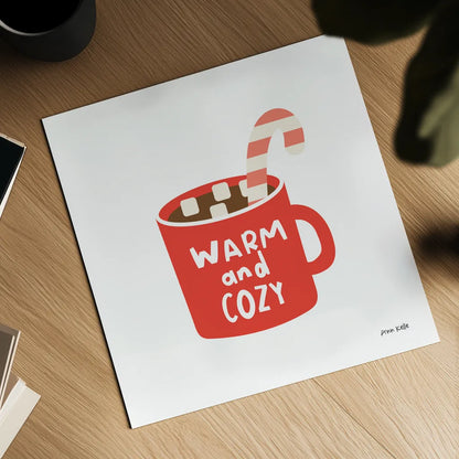 Hot Cocoa Mug by Ann Kelle. Shown as a detailed flat fine art print, highlighting archival giclee quality. Available as an archival giclee rolled canvas, fine art paper, or poster print. SKU 81232a.