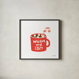 Hot Cocoa Mug by Ann Kelle. Shown in a sleek black glass frame for a contemporary gallery look. Available as an archival giclee rolled canvas, fine art paper, or poster print. SKU 81232a.