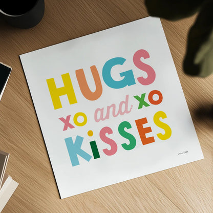 Hugs and Kisses by Ann Kelle. Shown as a detailed flat fine art print, highlighting archival giclee quality. Available as an archival giclee rolled canvas, fine art paper, or poster print. SKU 55600a.