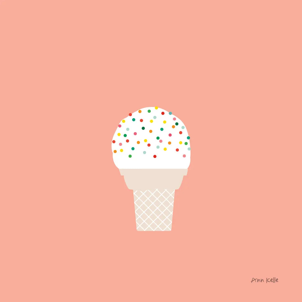 Ice Cream Cone I by Ann Kelle. SKU 56434a. Archival Giclee Fine art print for wall decor.