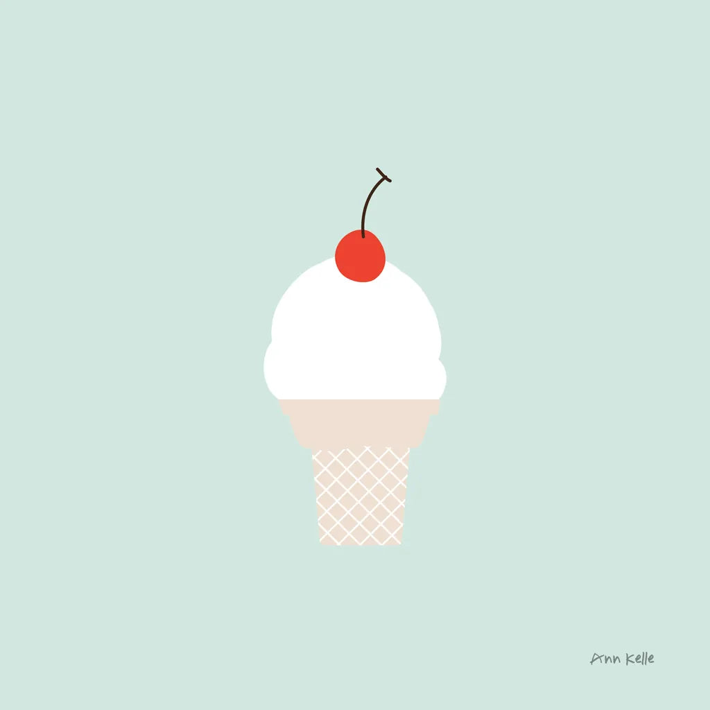 Ice Cream Cone II by Ann Kelle. SKU 56435a. Archival Giclee Fine art print for wall decor.