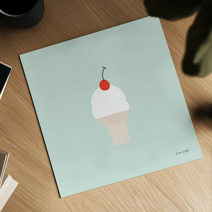 Ice Cream Cone II by Ann Kelle. Shown as a detailed flat fine art print, highlighting archival giclee quality. Available as an archival giclee rolled canvas, fine art paper, or poster print. SKU 56435a.