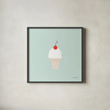 Ice Cream Cone II by Ann Kelle. Shown in a sleek black glass frame for a contemporary gallery look. Available as an archival giclee rolled canvas, fine art paper, or poster print. SKU 56435a.