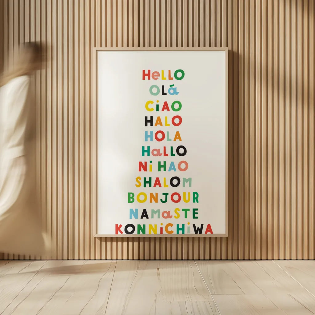 Language of Hellos by Ann Kelle. shown as over sized large wall art. Available as an archival giclee rolled canvas, fine art paper, or poster print. SKU 67460h.