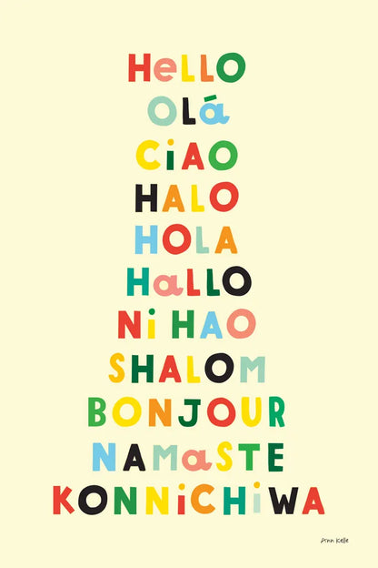 Language of Hellos Yellow by Ann Kelle. SKU 73427h. Archival Giclee Fine art print for wall decor.