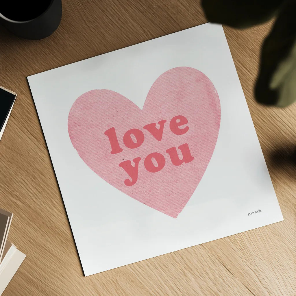 Love Heart by Ann Kelle. Shown as a detailed flat fine art print, highlighting archival giclee quality. Available as an archival giclee rolled canvas, fine art paper, or poster print. SKU 55610a.