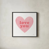 Love Heart by Ann Kelle. Shown in a sleek black glass frame for a contemporary gallery look. Available as an archival giclee rolled canvas, fine art paper, or poster print. SKU 55610a.