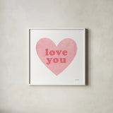 Love Heart by Ann Kelle. Shown in a crisp white glass frame for a clean and minimalist style. Available as an archival giclee rolled canvas, fine art paper, or poster print. SKU 55610a.