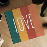 Love Rainbow Retro by Ann Kelle. Shown as a detailed flat fine art print, highlighting archival giclee quality. Available as an archival giclee rolled canvas, fine art paper, or poster print. SKU 56932a.