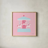 Merry Go Round by Ann Kelle. Shown in a natural wood glass frame for a timeless modern aesthetic. Available as an archival giclee rolled canvas, fine art paper, or poster print. SKU 56462a.