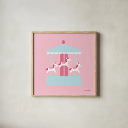 Merry Go Round by Ann Kelle. Shown in a natural wood glass frame for a timeless modern aesthetic. Available as an archival giclee rolled canvas, fine art paper, or poster print. SKU 56462a.