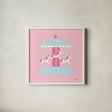 Merry Go Round by Ann Kelle. Shown in a crisp white glass frame for a clean and minimalist style. Available as an archival giclee rolled canvas, fine art paper, or poster print. SKU 56462a.