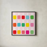 Nail Polish Fun by Ann Kelle. Shown in a sleek black glass frame for a contemporary gallery look. Available as an archival giclee rolled canvas, fine art paper, or poster print. SKU 56428a.