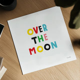 Over the Moon by Ann Kelle. Shown as a detailed flat fine art print, highlighting archival giclee quality. Available as an archival giclee rolled canvas, fine art paper, or poster print. SKU 55598a.