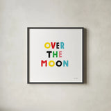 Over the Moon by Ann Kelle. Shown in a sleek black glass frame for a contemporary gallery look. Available as an archival giclee rolled canvas, fine art paper, or poster print. SKU 55598a.