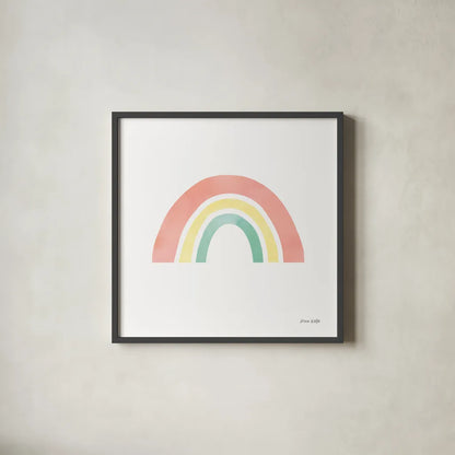 Pastel Rainbow I by Ann Kelle. Shown in a sleek black glass frame for a contemporary gallery look. Available as an archival giclee rolled canvas, fine art paper, or poster print. SKU 56496a.