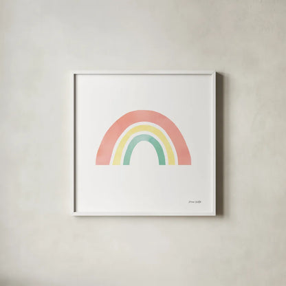 Pastel Rainbow I by Ann Kelle. Shown in a crisp white glass frame for a clean and minimalist style. Available as an archival giclee rolled canvas, fine art paper, or poster print. SKU 56496a.