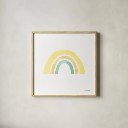 Pastel Rainbow II by Ann Kelle. Shown in a natural wood glass frame for a timeless modern aesthetic. Available as an archival giclee rolled canvas, fine art paper, or poster print. SKU 56497a.