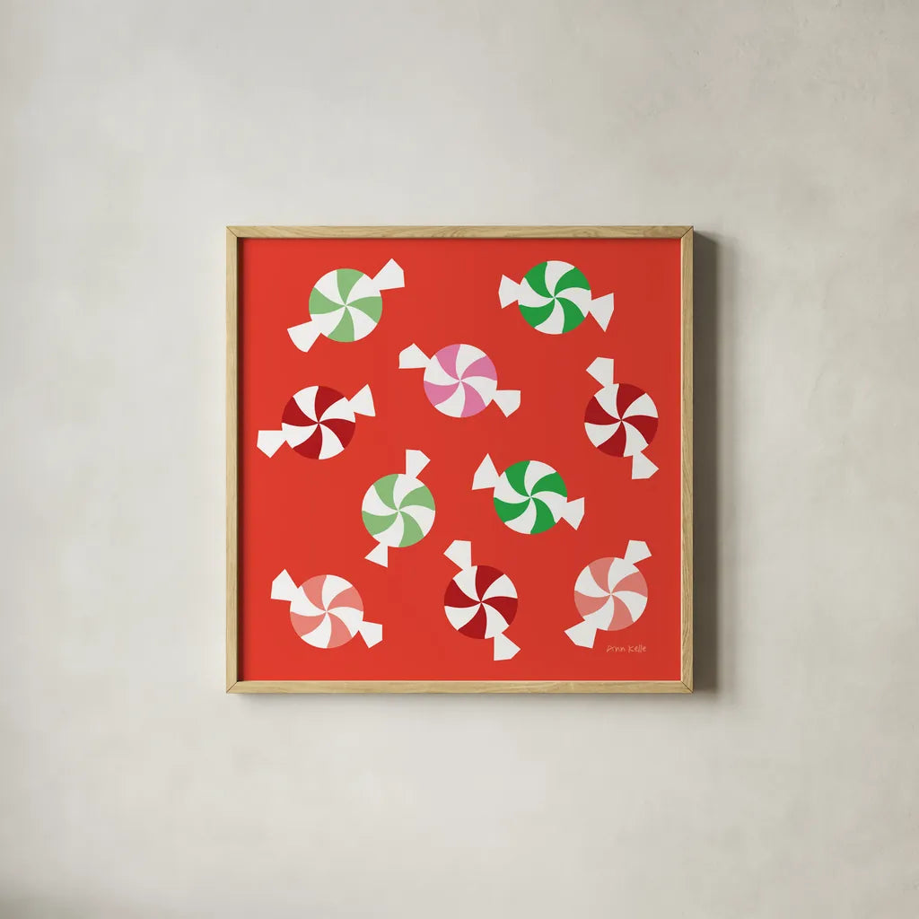Peppermint by Ann Kelle. Shown in a natural wood glass frame for a timeless modern aesthetic. Available as an archival giclee rolled canvas, fine art paper, or poster print. SKU 81233a.