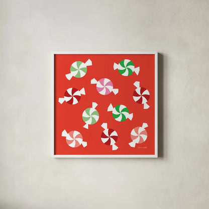 Peppermint by Ann Kelle. Shown in a crisp white glass frame for a clean and minimalist style. Available as an archival giclee rolled canvas, fine art paper, or poster print. SKU 81233a.