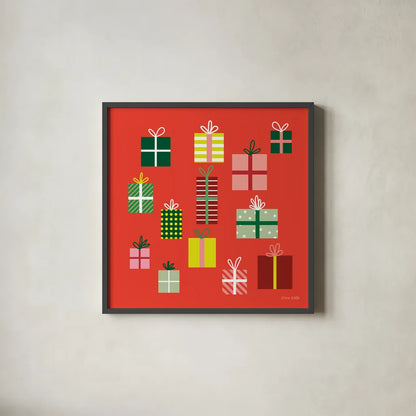 Presents by Ann Kelle. Shown in a sleek black glass frame for a contemporary gallery look. Available as an archival giclee rolled canvas, fine art paper, or poster print. SKU 81235a.