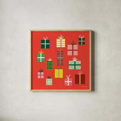 Presents by Ann Kelle. Shown in a natural wood glass frame for a timeless modern aesthetic. Available as an archival giclee rolled canvas, fine art paper, or poster print. SKU 81235a.