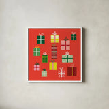 Presents by Ann Kelle. Shown in a crisp white glass frame for a clean and minimalist style. Available as an archival giclee rolled canvas, fine art paper, or poster print. SKU 81235a.