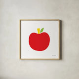 Red Apple by Ann Kelle. Shown in a natural wood glass frame for a timeless modern aesthetic. Available as an archival giclee rolled canvas, fine art paper, or poster print. SKU 55613a.